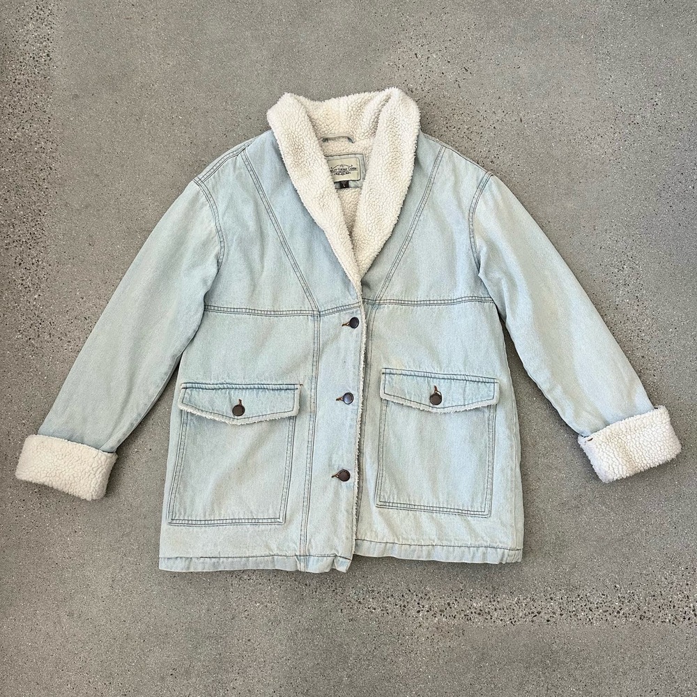 Ashley Vintage Charm Oversized Sherpa Denim Jacket